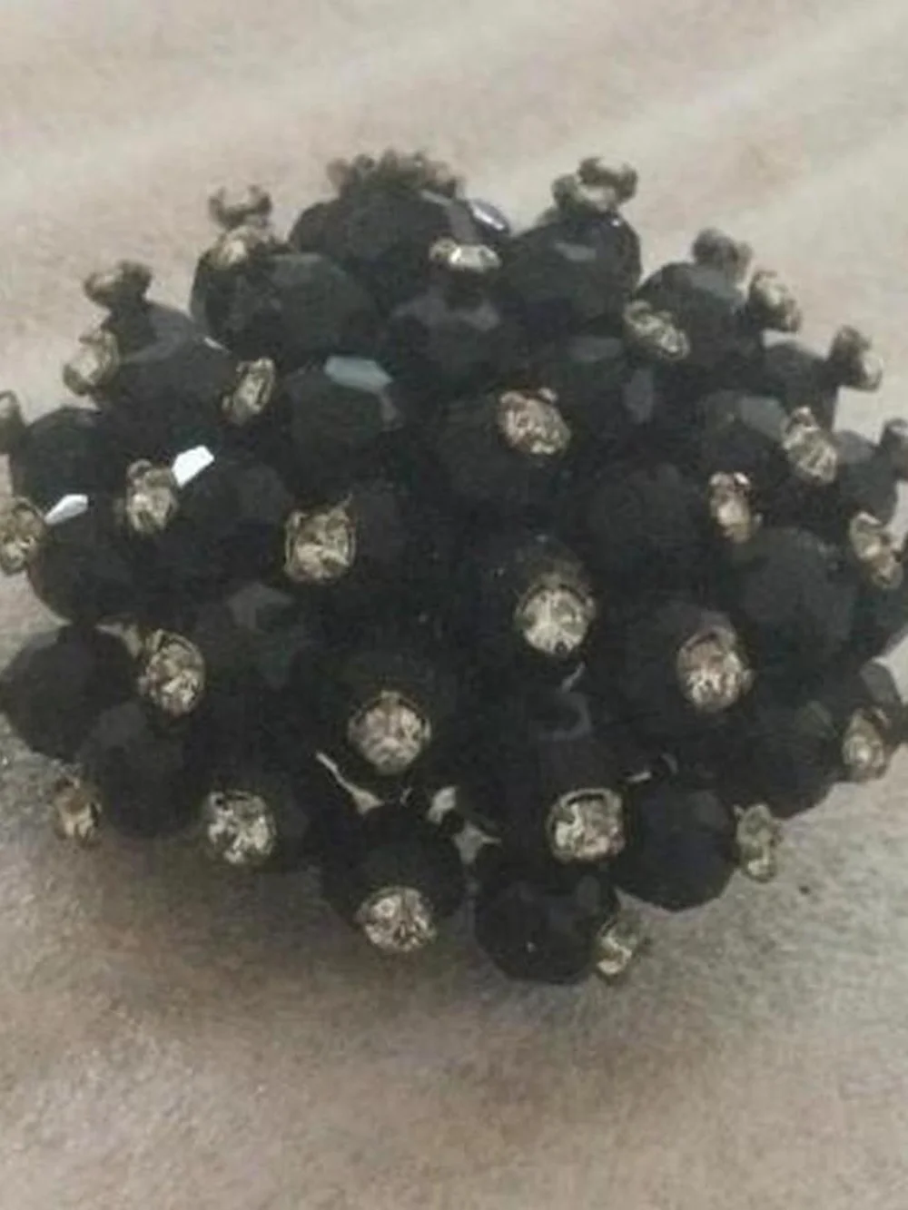 Vintage Rhinestone And Black Crystal Pin